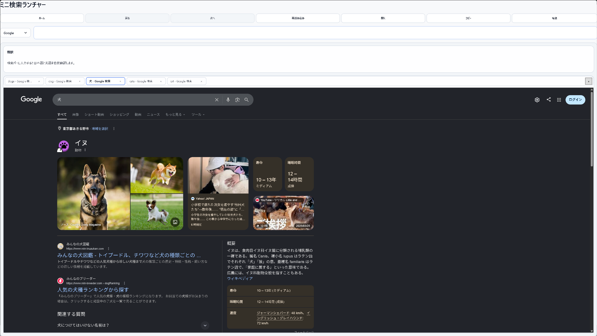 普通のブラウザとして使える画面